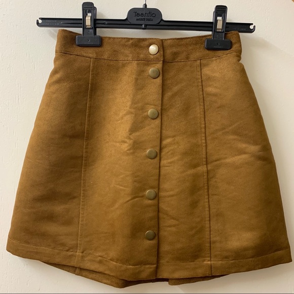 Suede Button Up Skirt - Picture 2 of 3